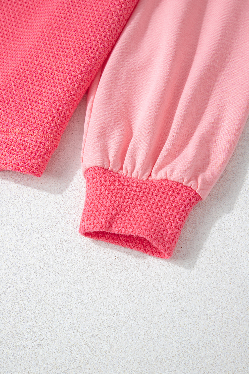 Women's Shacket, Peach Blossom, Two Tone, Waffle Knit, Buttoned, Loose Fit, Cozy, Stylish, Colorblock, Long Sleeve, Daily, Fall and Autumn, Casual, Outerwear, Jackets - Detail View 10 Women's Shacket, Peach Blossom, Two Tone, Waffle Knit, Buttoned, Loose Fit, Cozy, Stylish, Colorblock, Long Sleeve, Daily, Fall and Autumn, Casual, Outerwear, Jackets - Detail View 10