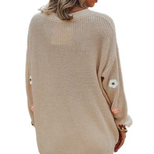Women's Parchment Hello Floral Embroidered Knit Loose Sweater - Main View