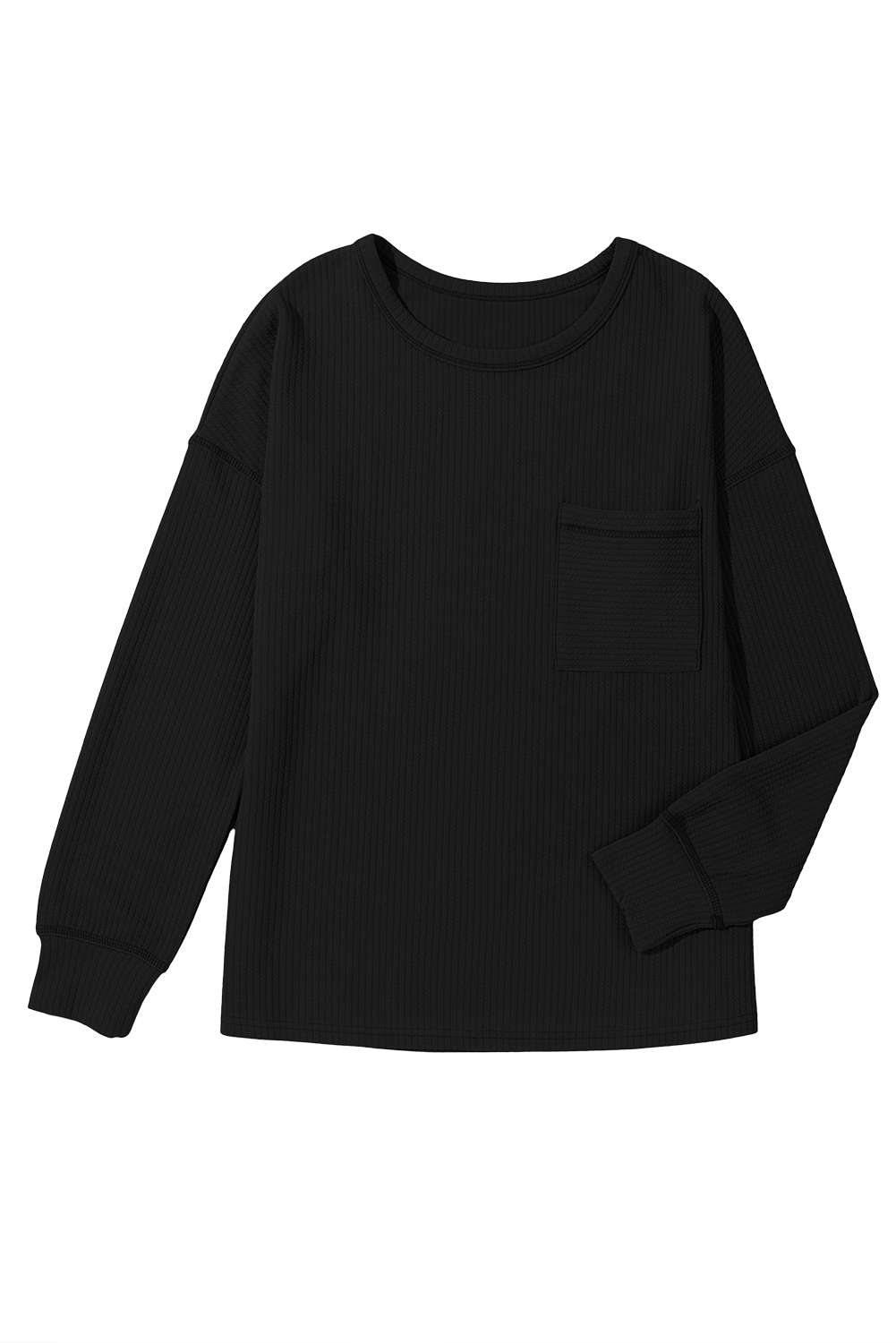 Relaxed and Trendy: Women's Casual Black Long Sleeve Top - Detail View 13 Relaxed and Trendy: Women's Casual Black Long Sleeve Top - Detail View 13