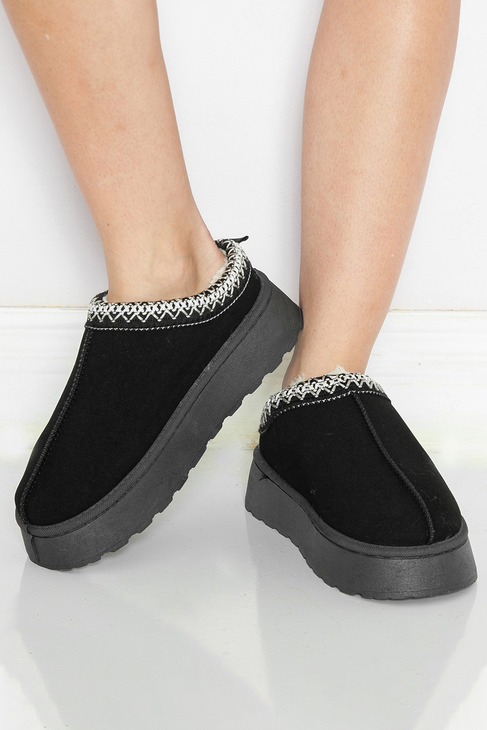 Women's Snow Boots, Black Boots, Contrast Print, Suede, Plush Lined, Slip-On Style, Round Toe, Winter Footwear, Thermal Lining, Casual Style, Daily Wear, Aztec Print, Comfortable, Fashionable, Boots - Detail View 8 Women's Snow Boots, Black Boots, Contrast Print, Suede, Plush Lined, Slip-On Style, Round Toe, Winter Footwear, Thermal Lining, Casual Style, Daily Wear, Aztec Print, Comfortable, Fashionable, Boots - Detail View 8