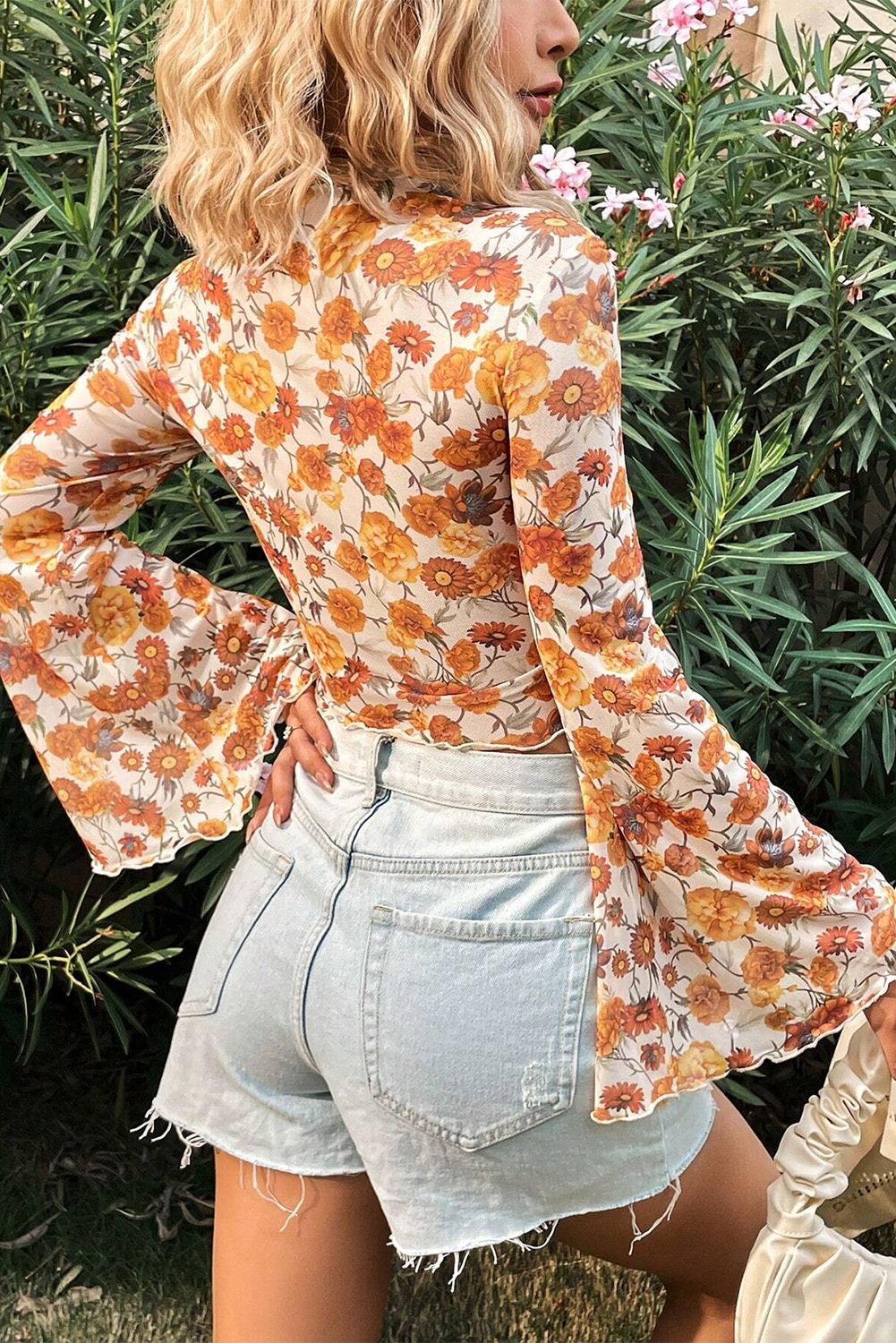 Fashionable Floral Print Blouse for Women - Perfect for Daily Wear and Vacation, Southern Belle Style - Detail View 3 Fashionable Floral Print Blouse for Women - Perfect for Daily Wear and Vacation, Southern Belle Style - Detail View 3