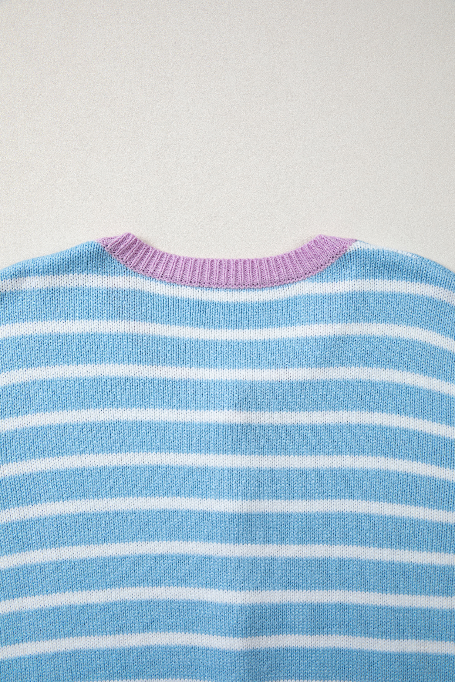 Women's Striped Button Cardigan, Casual Sky Blue Knit Top - Detail View 16 Women's Striped Button Cardigan, Casual Sky Blue Knit Top - Detail View 16