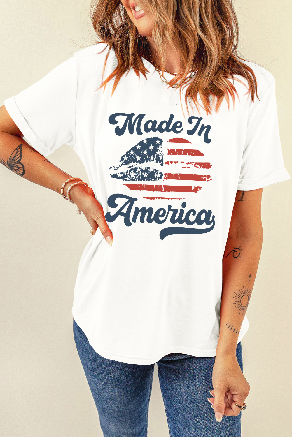 Trendy Women's Lip Printed O Neck T-Shirt – Celebrate Independence with Casual Comfort - Detail View 6 Trendy Women's Lip Printed O Neck T-Shirt – Celebrate Independence with Casual Comfort - Detail View 6