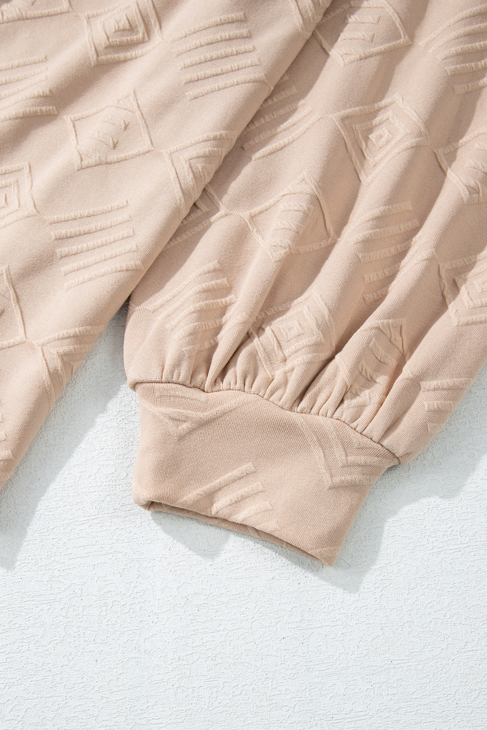 Plus Size Sweatshirt, Women's Sweatshirt, Parchment Color, Textured Fabric, Drop Shoulder, Crew Neck, Casual Wear, Relaxed Fit, Daily Wear, Cozy, Comfortable, Fall Fashion, Versatile Style, Long Sleeve, Solid Color, Shift Silhouette, Trendy Plus Size Clothing - Detail View 16 Plus Size Sweatshirt, Women's Sweatshirt, Parchment Color, Textured Fabric, Drop Shoulder, Crew Neck, Casual Wear, Relaxed Fit, Daily Wear, Cozy, Comfortable, Fall Fashion, Versatile Style, Long Sleeve, Solid Color, Shift Silhouette, Trendy Plus Size Clothing - Detail View 16