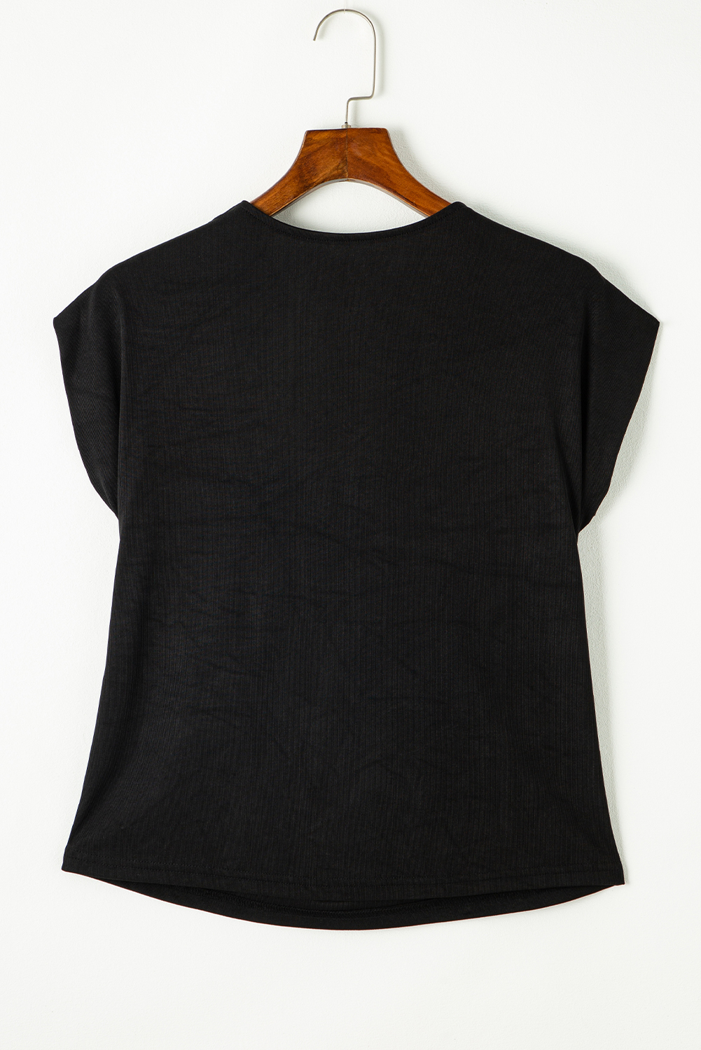 Women's Elegant Black Cowl Neck Bat Sleeve T-Shirt - Detail View 11 Women's Elegant Black Cowl Neck Bat Sleeve T-Shirt - Detail View 11