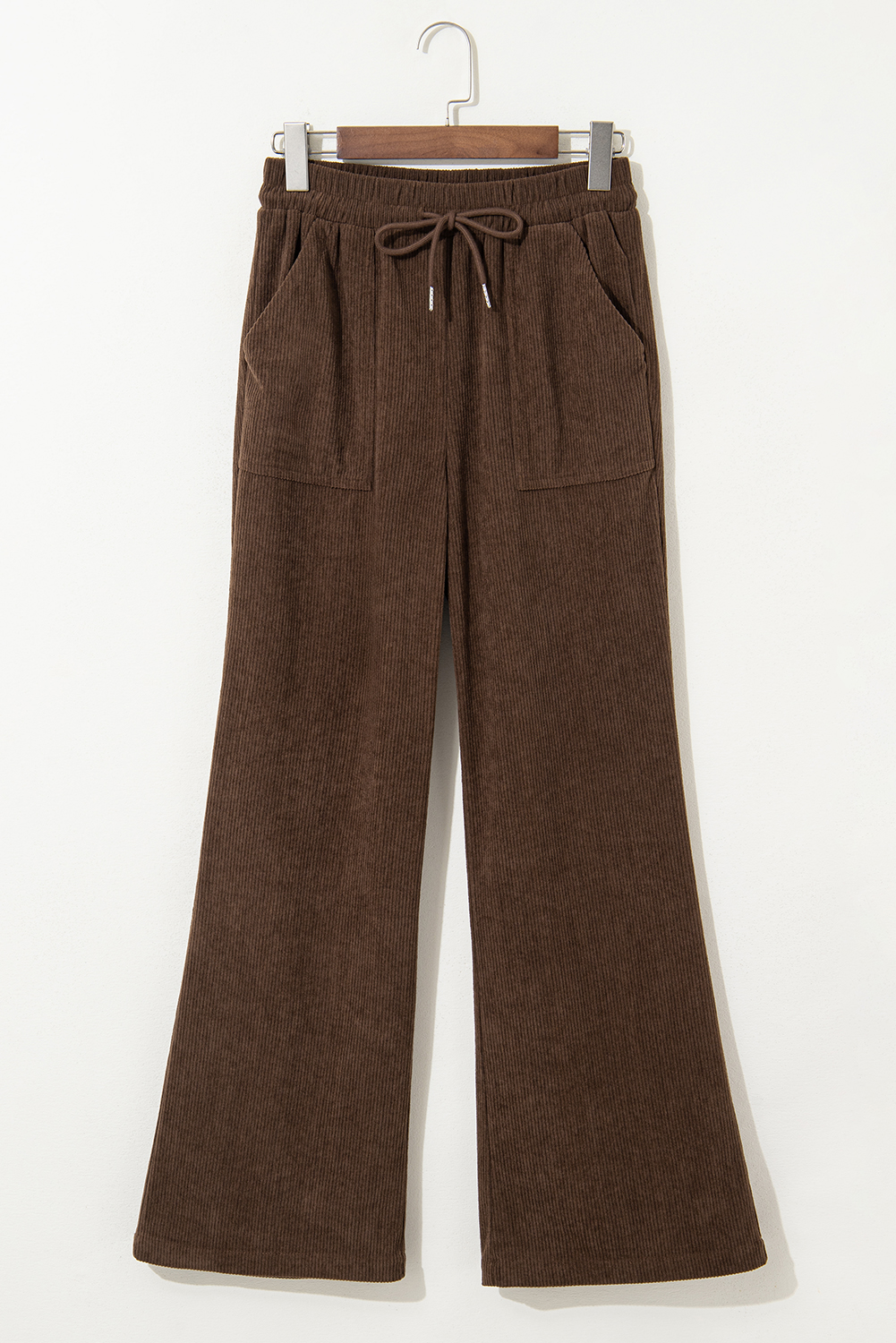 Wide Leg Corduroy Pants, Soft Autumn Coffee Office Trousers - Detail View 9 Wide Leg Corduroy Pants, Soft Autumn Coffee Office Trousers - Detail View 9