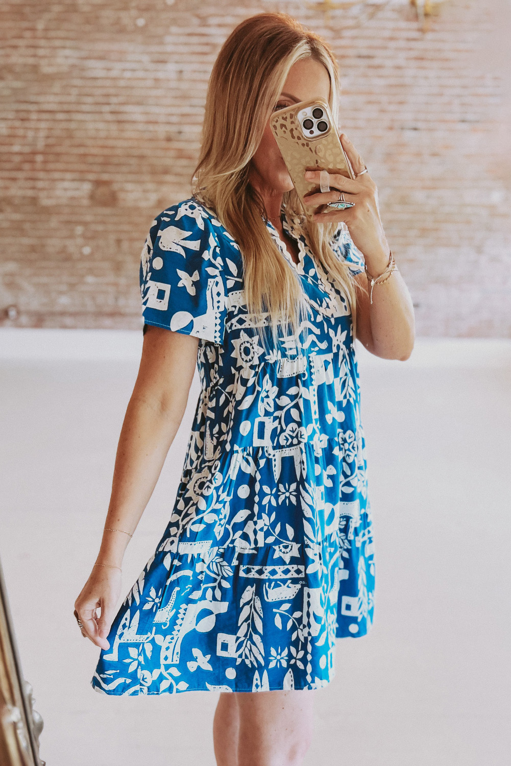 Women's Vacation Floral Dress, Casual Split Neck Summer Wear - Detail View 6 Women's Vacation Floral Dress, Casual Split Neck Summer Wear - Detail View 6