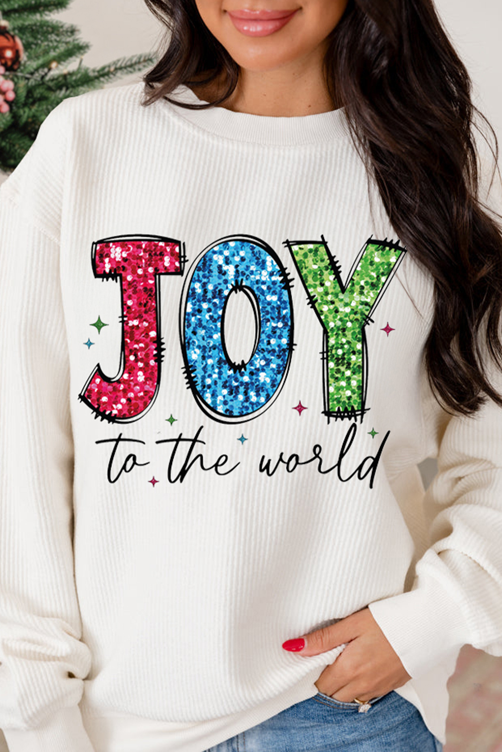 Cozy Long Sleeve White Sweatshirt for Women - Perfect Holiday Gift - Detail View 7 Cozy Long Sleeve White Sweatshirt for Women - Perfect Holiday Gift - Detail View 7