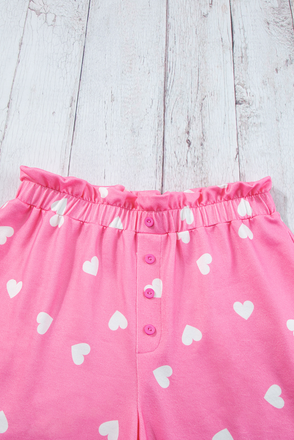 Women's Heart Print Lounge Set, Long Sleeve Tee and Shorts - Detail View 13 Women's Heart Print Lounge Set, Long Sleeve Tee and Shorts - Detail View 13