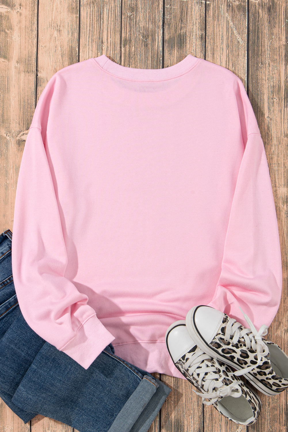Stylish Long Sleeve Pullover: Pink Leopard Print with Bowknot Details - Detail View 7 Stylish Long Sleeve Pullover: Pink Leopard Print with Bowknot Details - Detail View 7