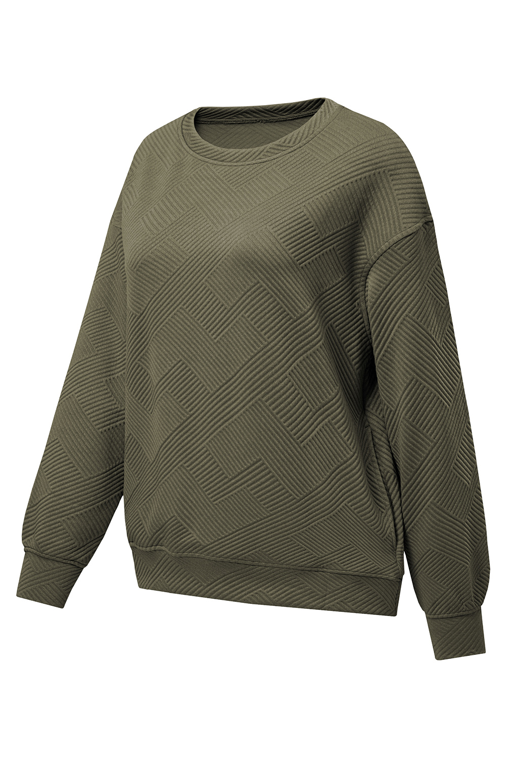 Long Sleeve Textured Sweatshirt, Women's Fall Round Neck Top - Detail View 21 Long Sleeve Textured Sweatshirt, Women's Fall Round Neck Top - Detail View 21
