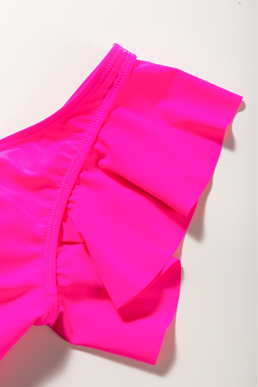 Women's Rose Red Ruffled V-Neck Swim Top - Detail View 11 Women's Rose Red Ruffled V-Neck Swim Top - Detail View 11