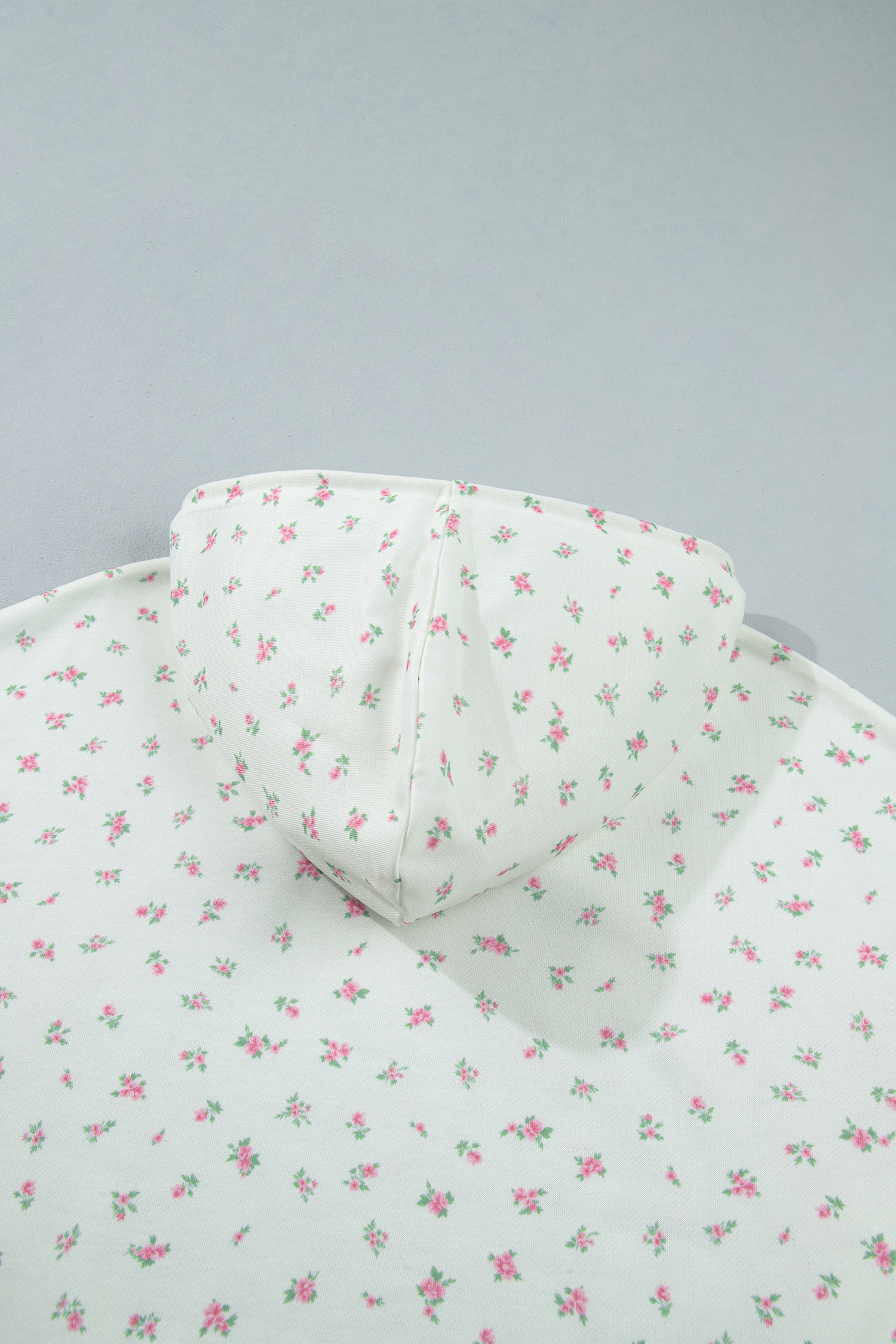 Women's White Floral Hoodie, Cozy Country Style Long Sleeve - Detail View 11 Women's White Floral Hoodie, Cozy Country Style Long Sleeve - Detail View 11