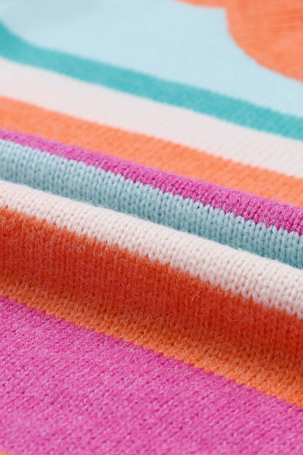 Women's Striped Knit Sweater, Colorful Long Sleeve Pullover - Detail View 13 Women's Striped Knit Sweater, Colorful Long Sleeve Pullover - Detail View 13