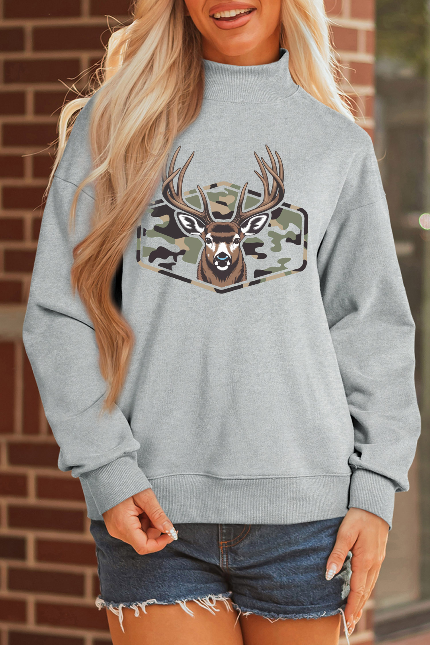 Western Style Reindeer Sweater, Women's Long Sleeve Pullover - Detail View 9 Western Style Reindeer Sweater, Women's Long Sleeve Pullover - Detail View 9