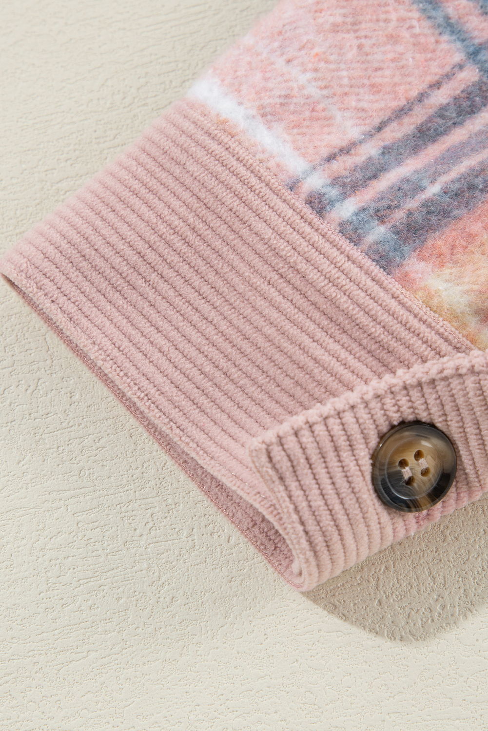 Casual Patchwork Plaid Shacket, Button Down Corduroy Top - Detail View 17 Casual Patchwork Plaid Shacket, Button Down Corduroy Top - Detail View 17