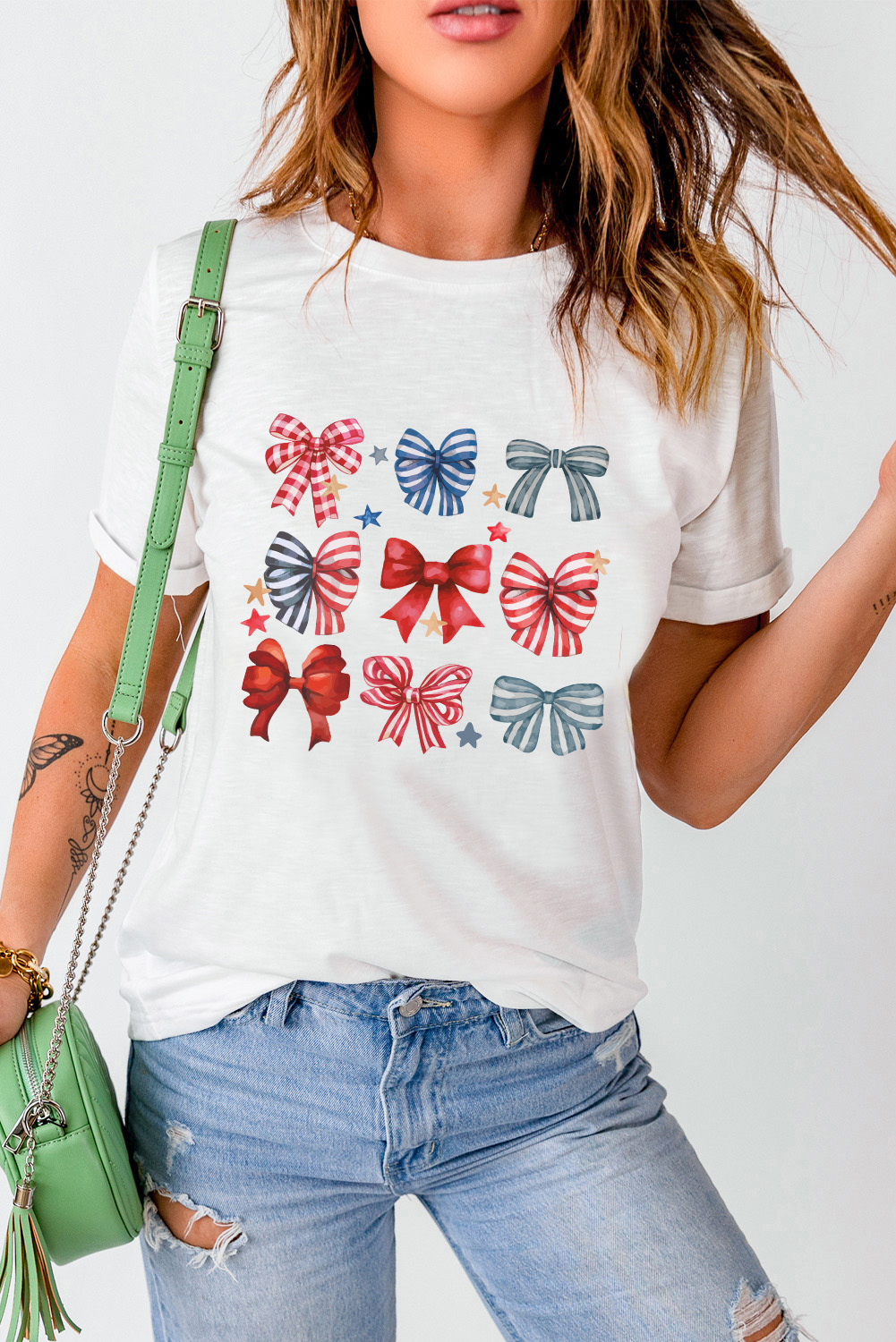 Women's Casual Patriotic Graphic Tee, Soft Round Neck Shirt - Detail View 6 Women's Casual Patriotic Graphic Tee, Soft Round Neck Shirt - Detail View 6