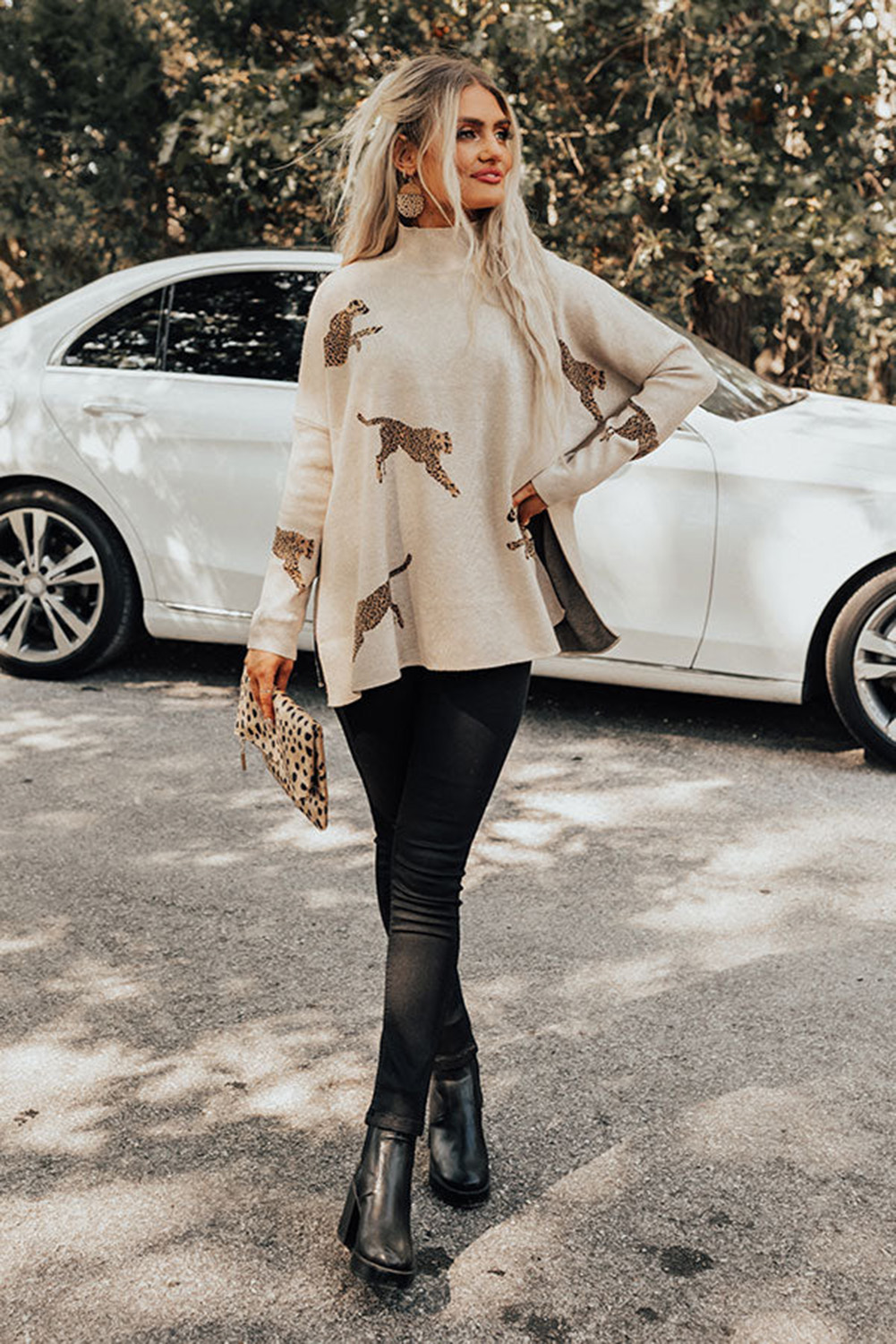 Soft Long Sleeve Sweater, Cozy High Neck Daily Women's Top - Detail View 6 Soft Long Sleeve Sweater, Cozy High Neck Daily Women's Top - Detail View 6