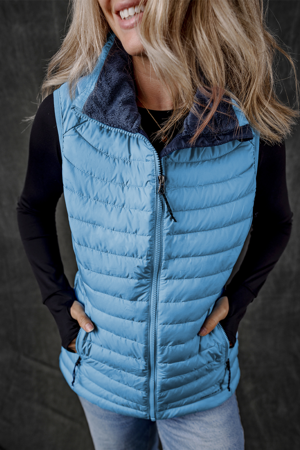 Casual Women's Quilted Vest with Zip Closure - Perfect for Daily Wear - Detail View 7 Casual Women's Quilted Vest with Zip Closure - Perfect for Daily Wear - Detail View 7