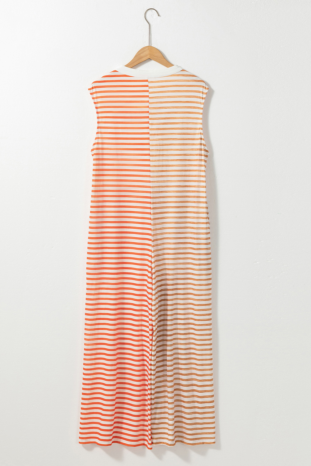 Oversized Striped Jumpsuit, Button Front Sleeveless Romper - Detail View 8 Oversized Striped Jumpsuit, Button Front Sleeveless Romper - Detail View 8
