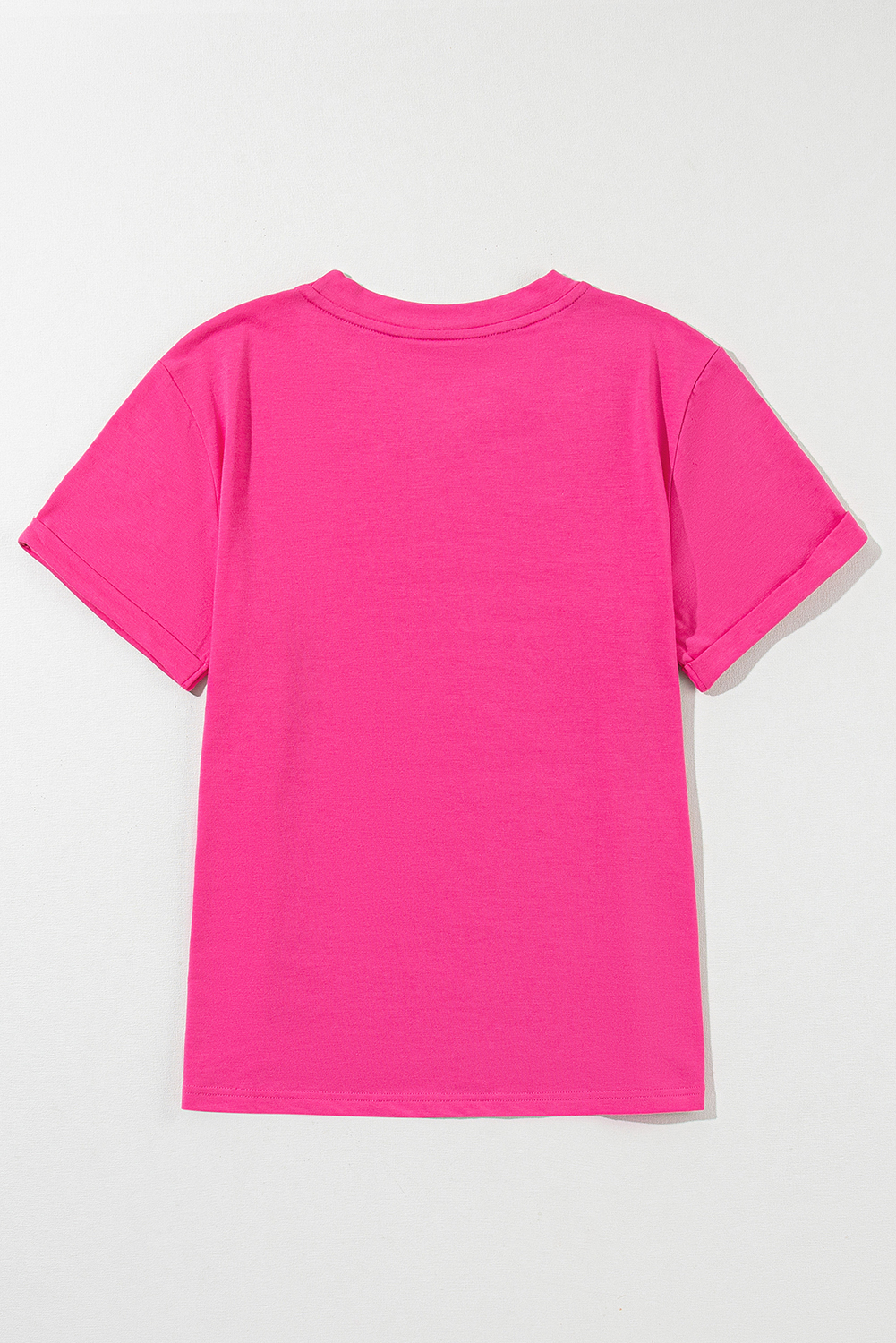 Women's Rose Red Tee, Casual Solid Crew Neck Short Sleeve - Detail View 7 Women's Rose Red Tee, Casual Solid Crew Neck Short Sleeve - Detail View 7
