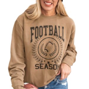 Game Day Khaki Rugby Graphic Sweatshirt for Women - Main View