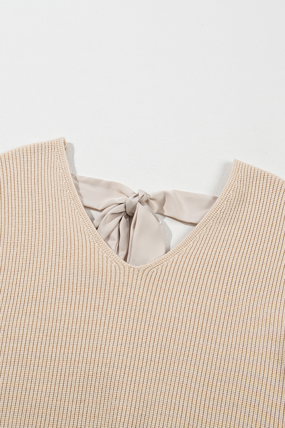 Chic Women's Knot Back Sweater, Long Sleeve Casual Pullover - Detail View 14 Chic Women's Knot Back Sweater, Long Sleeve Casual Pullover - Detail View 14