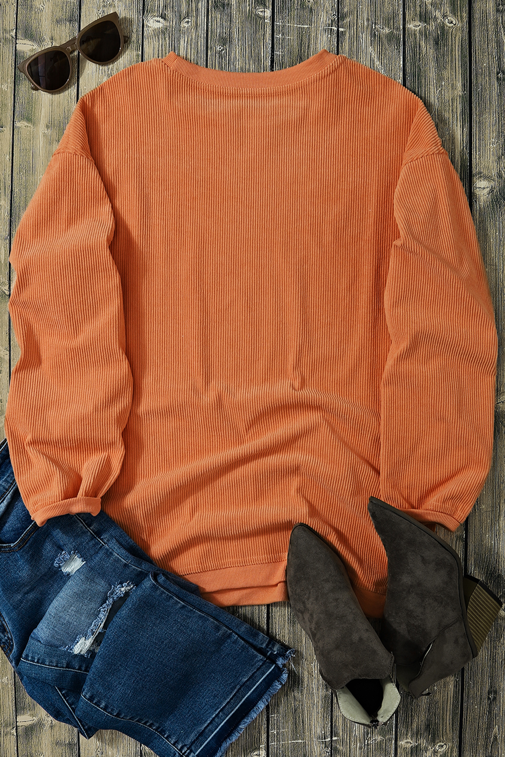 Festive Sweatshirt for Women - Orange Thankful Graphic Design - Detail View 10 Festive Sweatshirt for Women - Orange Thankful Graphic Design - Detail View 10