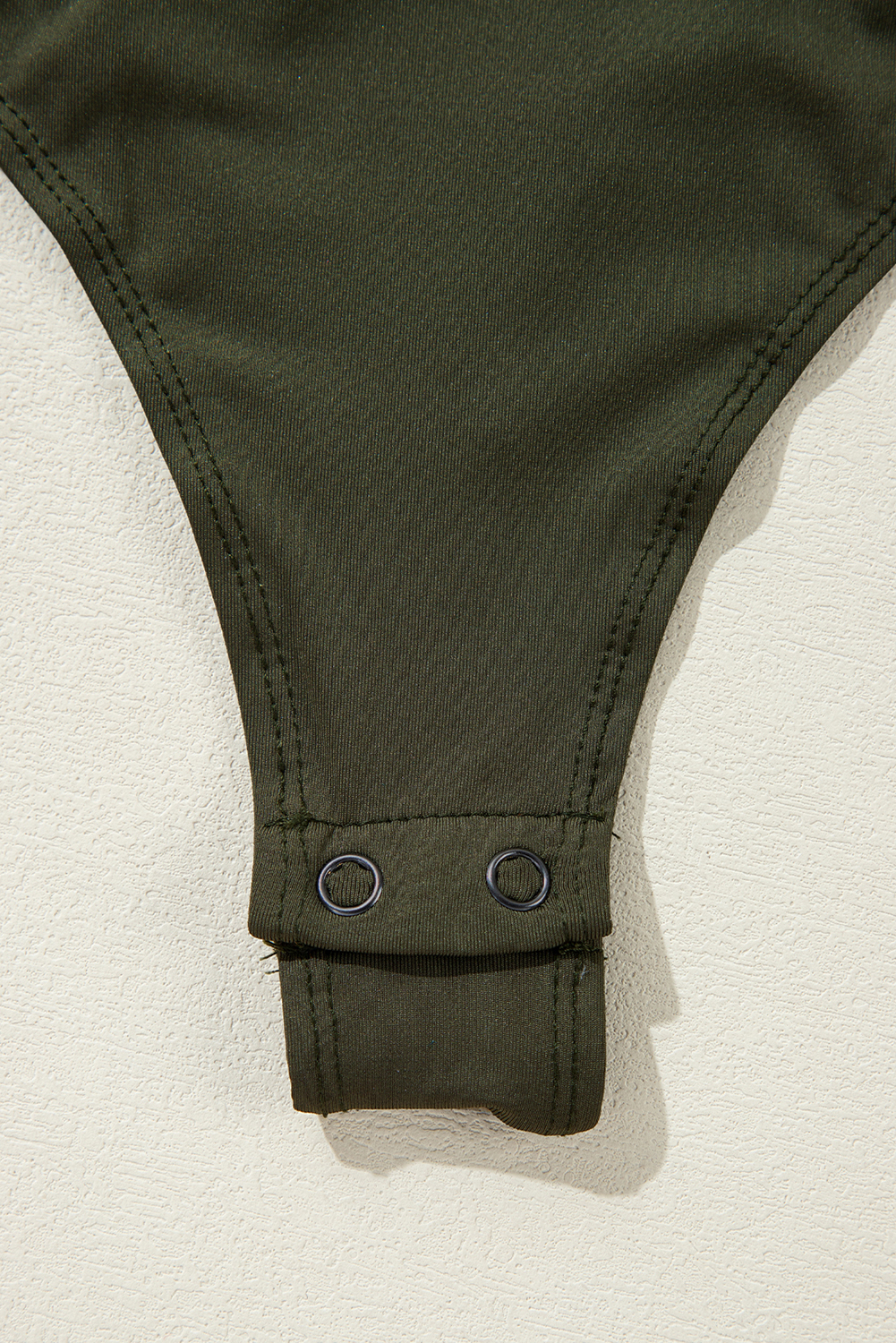 Elegant Bodysuit with Ruched Detailing - Moss Green - Detail View 12 Elegant Bodysuit with Ruched Detailing - Moss Green - Detail View 12