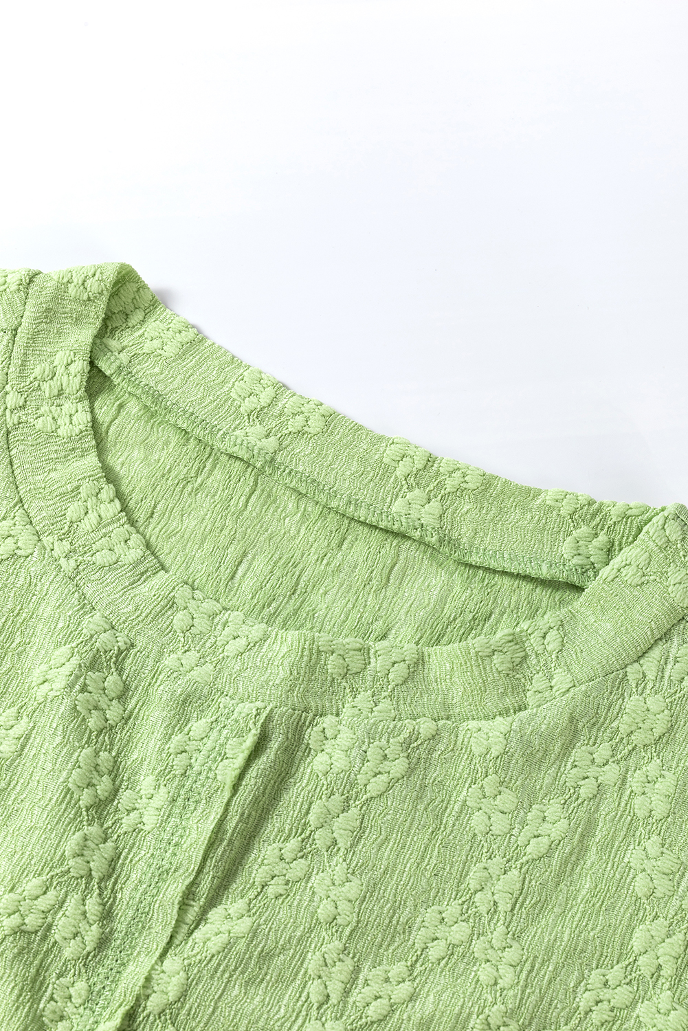 Casual Long Sleeve Blouse in Light Green - Relaxed Fit with Stylish Side Split - Detail View 10 Casual Long Sleeve Blouse in Light Green - Relaxed Fit with Stylish Side Split - Detail View 10