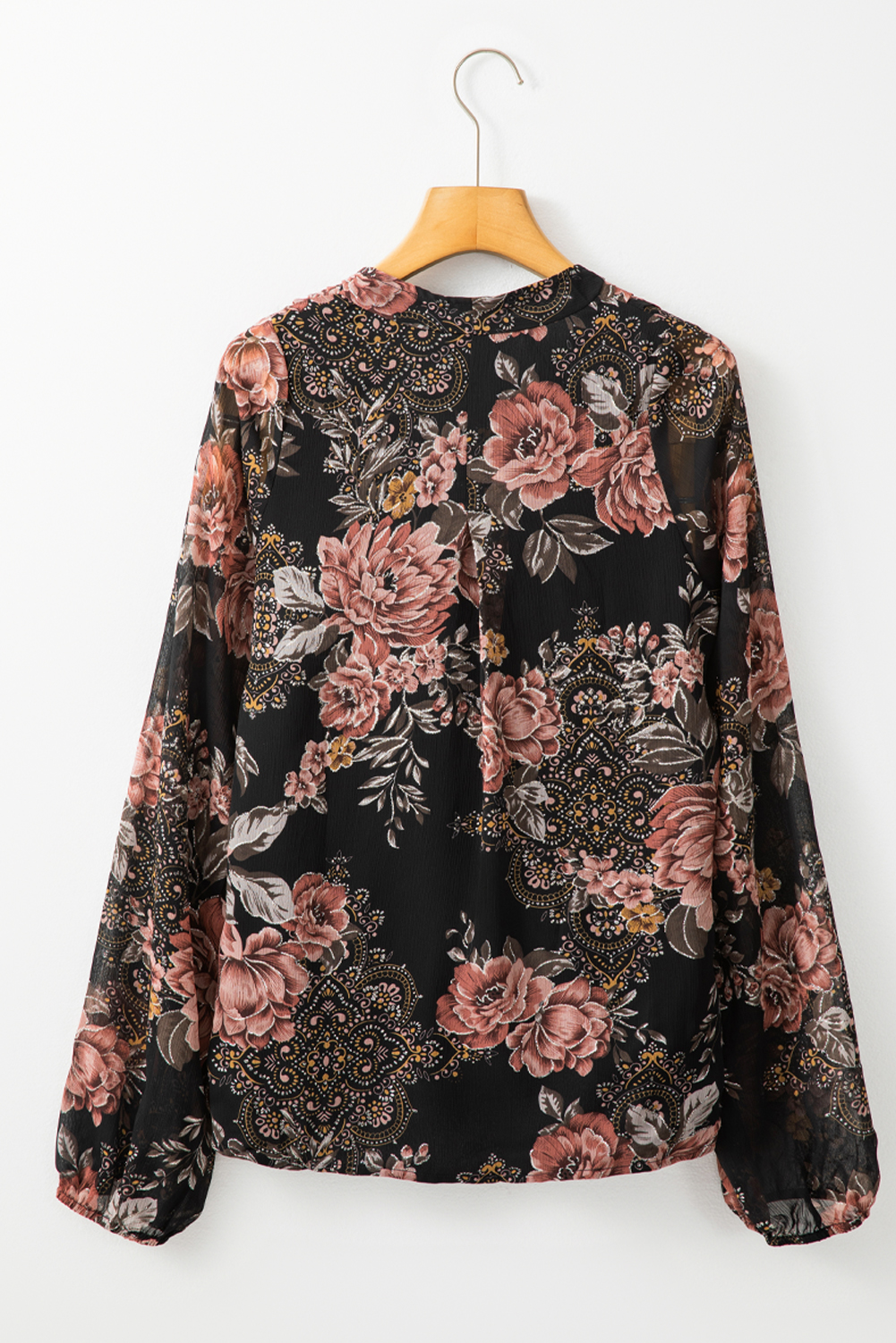 Women's Blouse, Black Floral, Criss Cross, V Neck, Balloon Sleeves, Casual Style, Chic Design, Loose Fit, Spring Fashion, Feminine Look, Stylish, 100% Polyester, Daily Wear, Tops, Blouses & Shirts - Detail View 8 Women's Blouse, Black Floral, Criss Cross, V Neck, Balloon Sleeves, Casual Style, Chic Design, Loose Fit, Spring Fashion, Feminine Look, Stylish, 100% Polyester, Daily Wear, Tops, Blouses & Shirts - Detail View 8