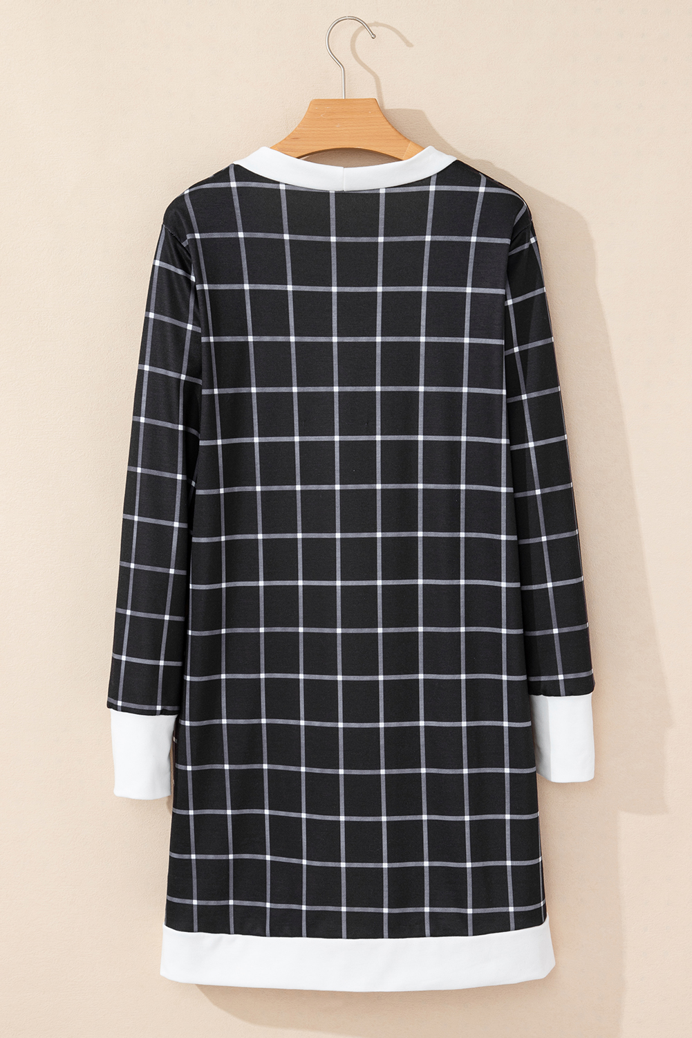 Women's Cardigan, Black Plaid, Colorblock, Open Front, Long Sleeve, Casual Style, Fall Fashion, Cozy Material, Front Pockets, Versatile Layering, Checkered Pattern, Daily Wear, Sweaters & Cardigans - Detail View 8 Women's Cardigan, Black Plaid, Colorblock, Open Front, Long Sleeve, Casual Style, Fall Fashion, Cozy Material, Front Pockets, Versatile Layering, Checkered Pattern, Daily Wear, Sweaters & Cardigans - Detail View 8