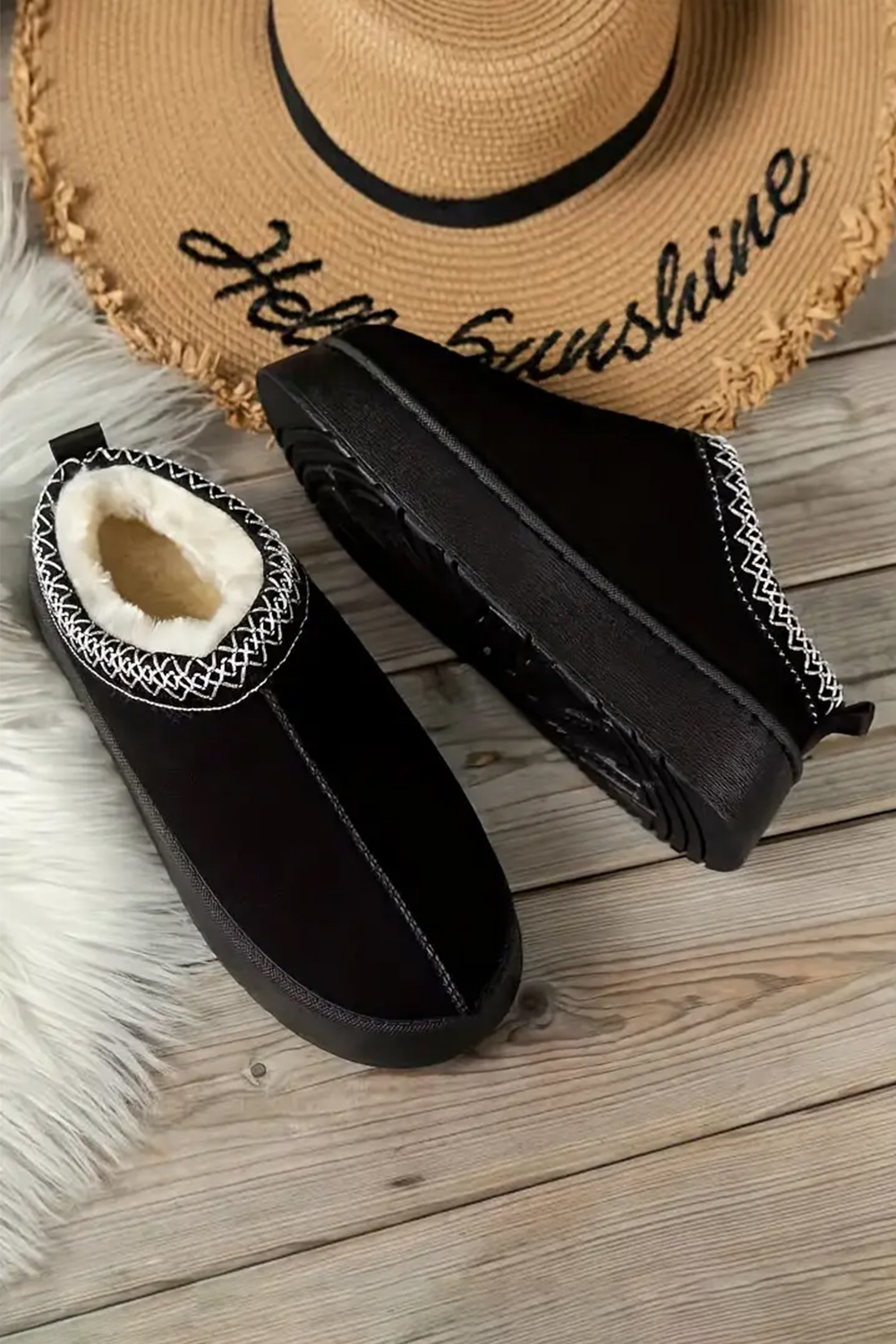 Casual Black Suede Snow Boots with Round Toe Design - Perfect for Daily Winter Wear - Detail View 7 Casual Black Suede Snow Boots with Round Toe Design - Perfect for Daily Winter Wear - Detail View 7