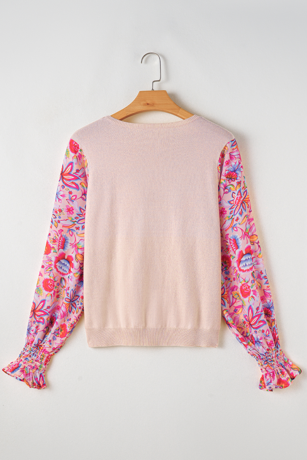Stylish Crew Neck Knit Top with Unique Shirred Cuffs - Perfect for Winter - Detail View 7 Stylish Crew Neck Knit Top with Unique Shirred Cuffs - Perfect for Winter - Detail View 7