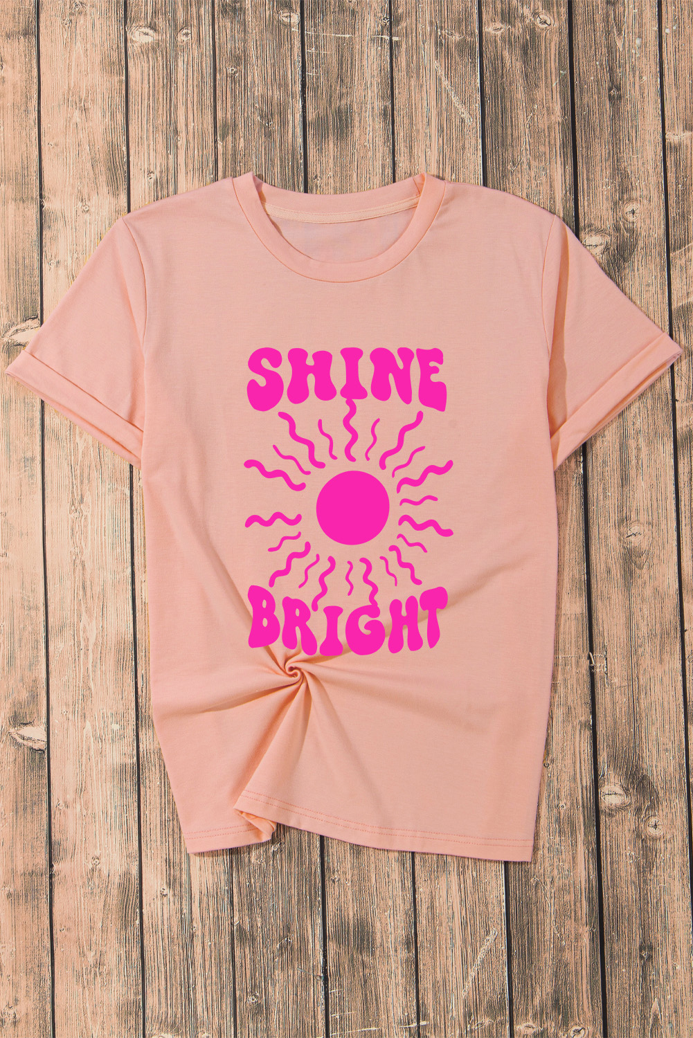 Pink Graphic Slogan T-Shirt, Women's Casual Short Sleeve Top - Detail View 8 Pink Graphic Slogan T-Shirt, Women's Casual Short Sleeve Top - Detail View 8