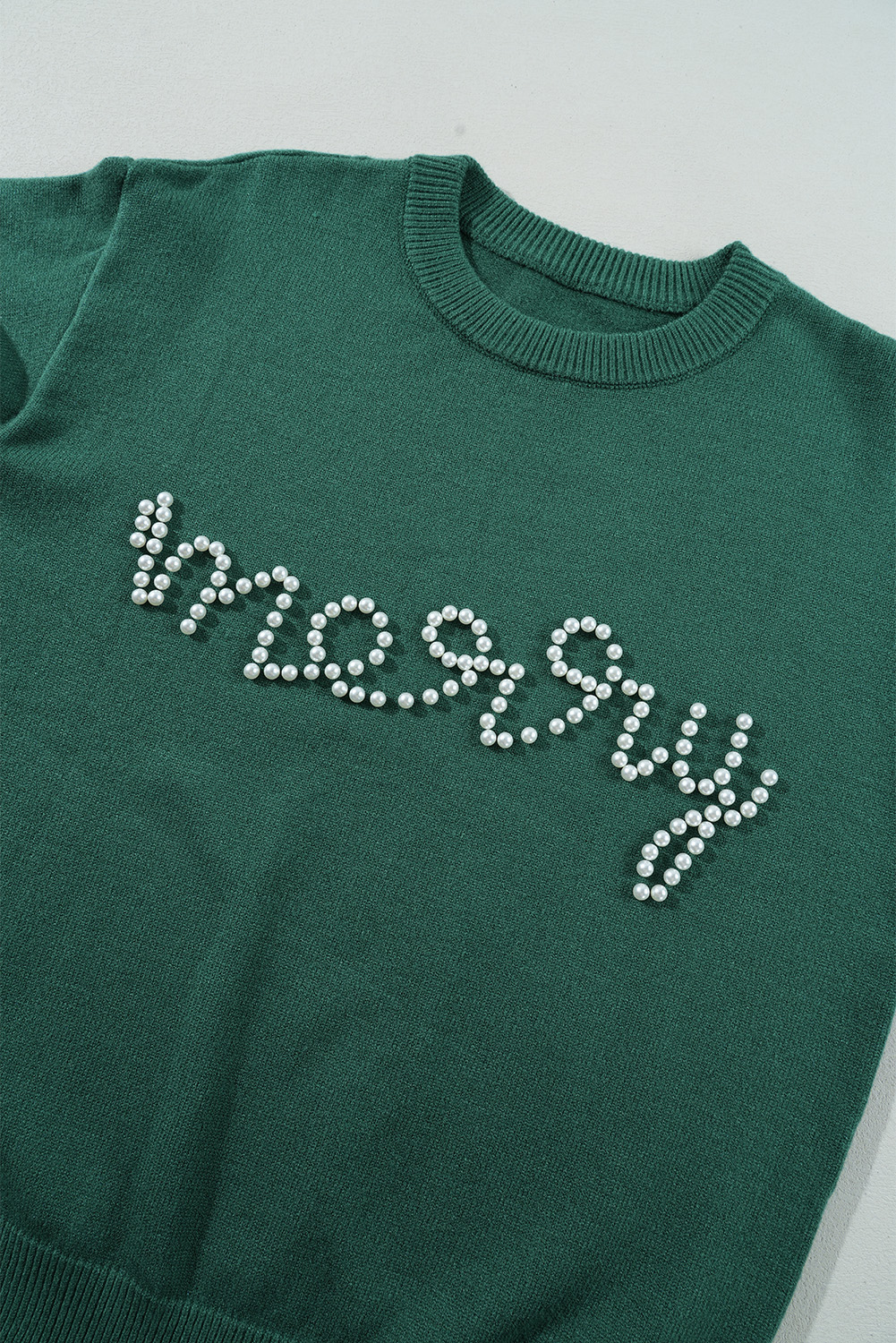 Cozy Long Sleeve Merry Sweater with Elegant Pearls for Christmas and Autumn Wear - Detail View 7 Cozy Long Sleeve Merry Sweater with Elegant Pearls for Christmas and Autumn Wear - Detail View 7