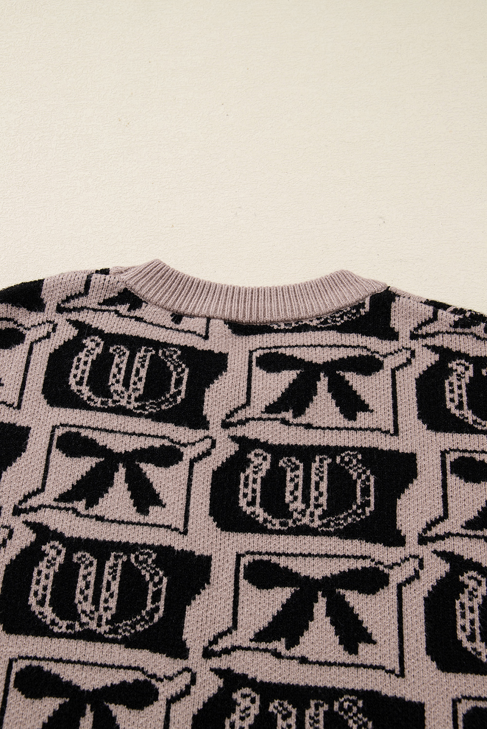Women's Western Bow Horseshoe Sweater, Long Sleeve Knit Top - Detail View 10 Women's Western Bow Horseshoe Sweater, Long Sleeve Knit Top - Detail View 10