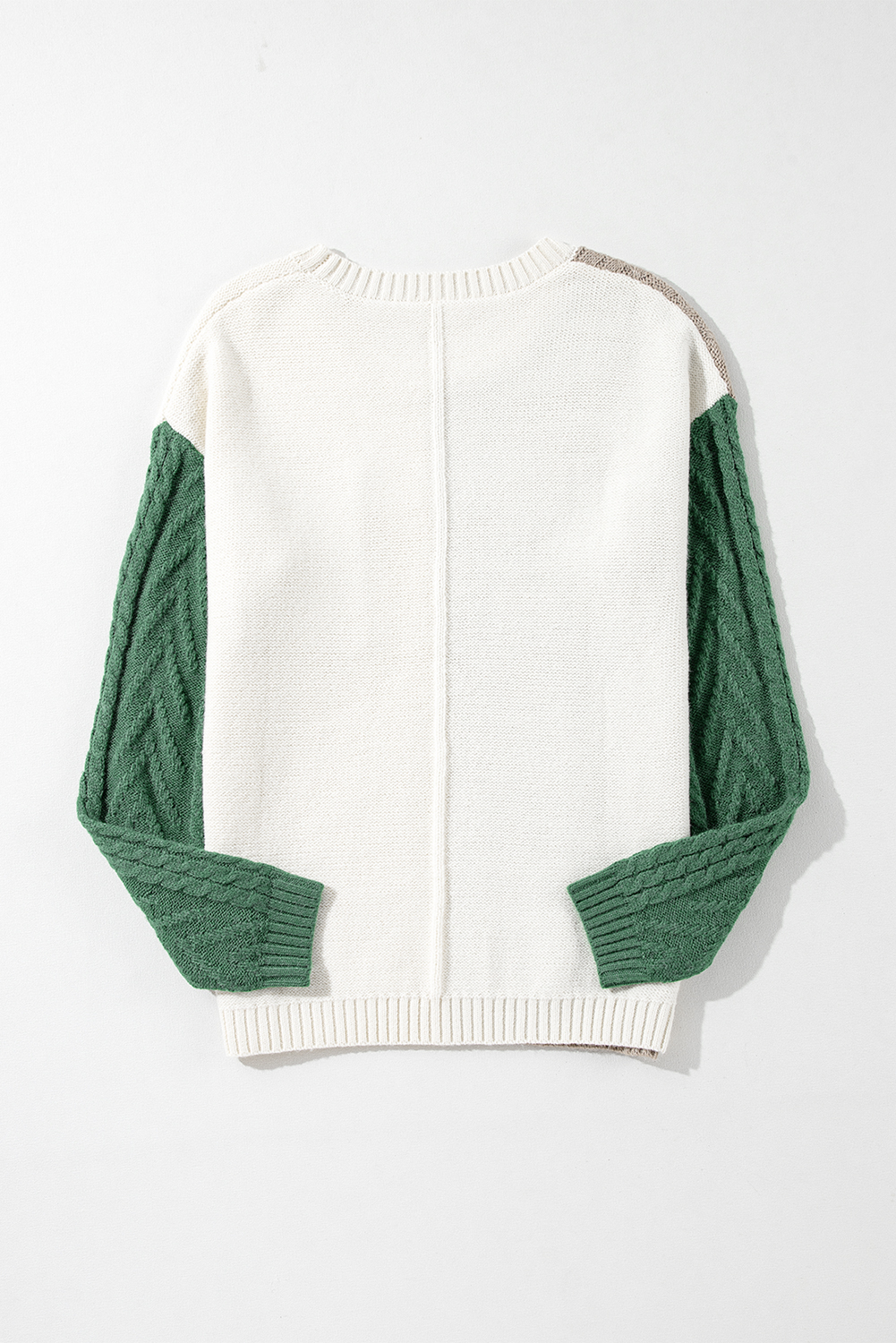Women's Colorblock Sweater, Vineyard Green Long Sleeve Knit - Detail View 13 Women's Colorblock Sweater, Vineyard Green Long Sleeve Knit - Detail View 13