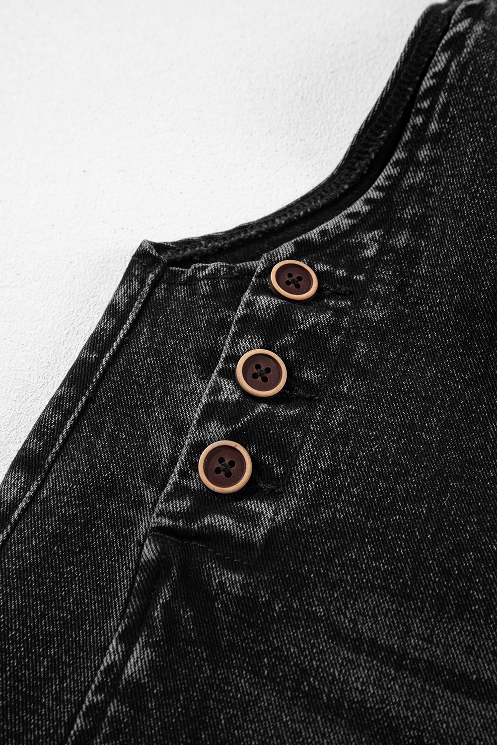 Women's Overall, Black Denim, Distressed Jumpsuit, Wide Leg, Bib Pocket, Casual Style, High Waist, Durable Fabric, Everyday Wear, Stylish, Solid Color, Fashionable, Outdoor, Beach, Vacation, Date Night, Back to School - Detail View 8 Women's Overall, Black Denim, Distressed Jumpsuit, Wide Leg, Bib Pocket, Casual Style, High Waist, Durable Fabric, Everyday Wear, Stylish, Solid Color, Fashionable, Outdoor, Beach, Vacation, Date Night, Back to School - Detail View 8