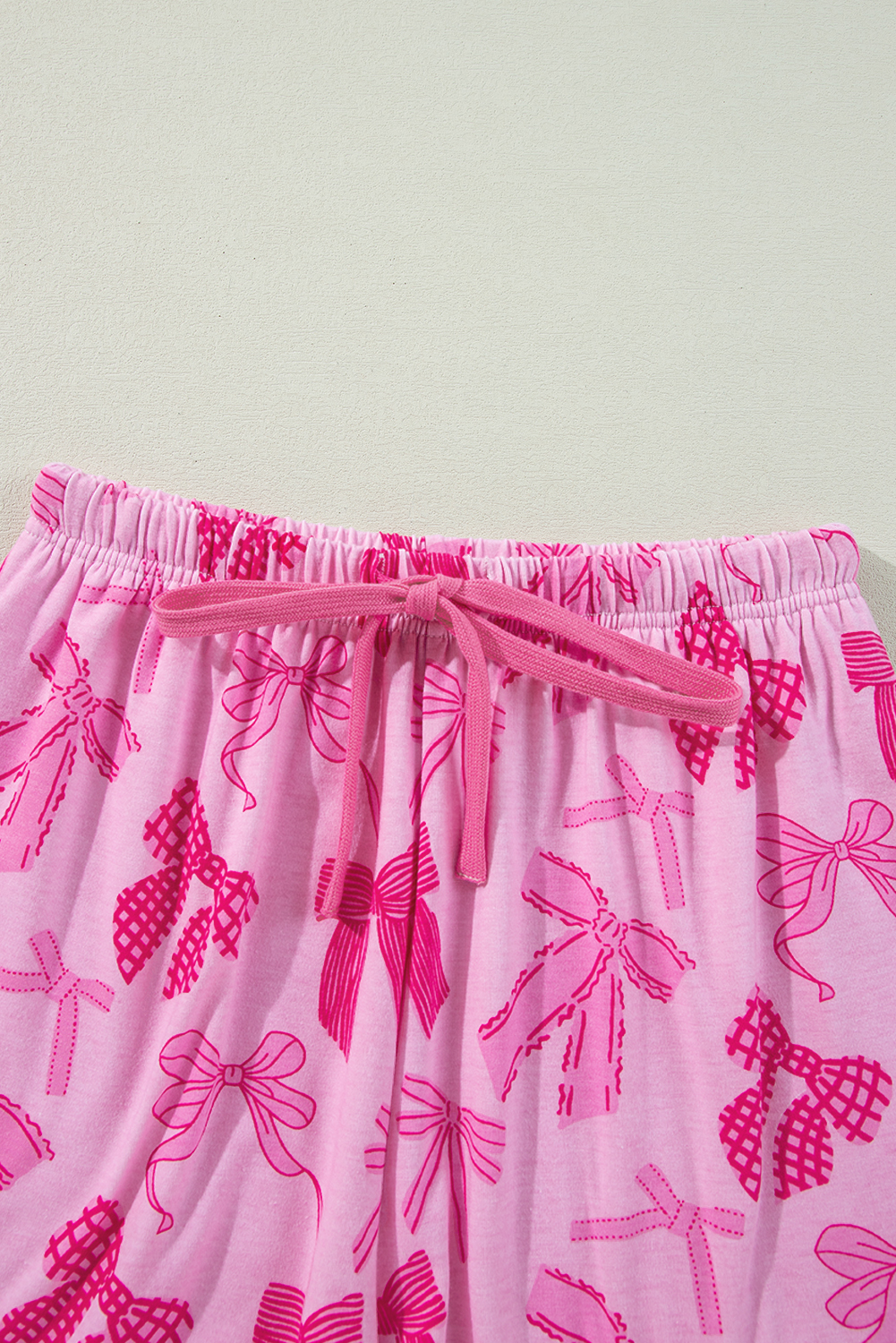 Women's Pajama Set, Pink Bow Print, Half Sleeve, Shorts, Sleepwear, Casual, Comfortable, Loungewear, Summer Sleepwear, Cute Design, Stylish, Relaxed Fit, Daily Wear, Functional Pockets, Button Details - Detail View 20 Women's Pajama Set, Pink Bow Print, Half Sleeve, Shorts, Sleepwear, Casual, Comfortable, Loungewear, Summer Sleepwear, Cute Design, Stylish, Relaxed Fit, Daily Wear, Functional Pockets, Button Details - Detail View 20