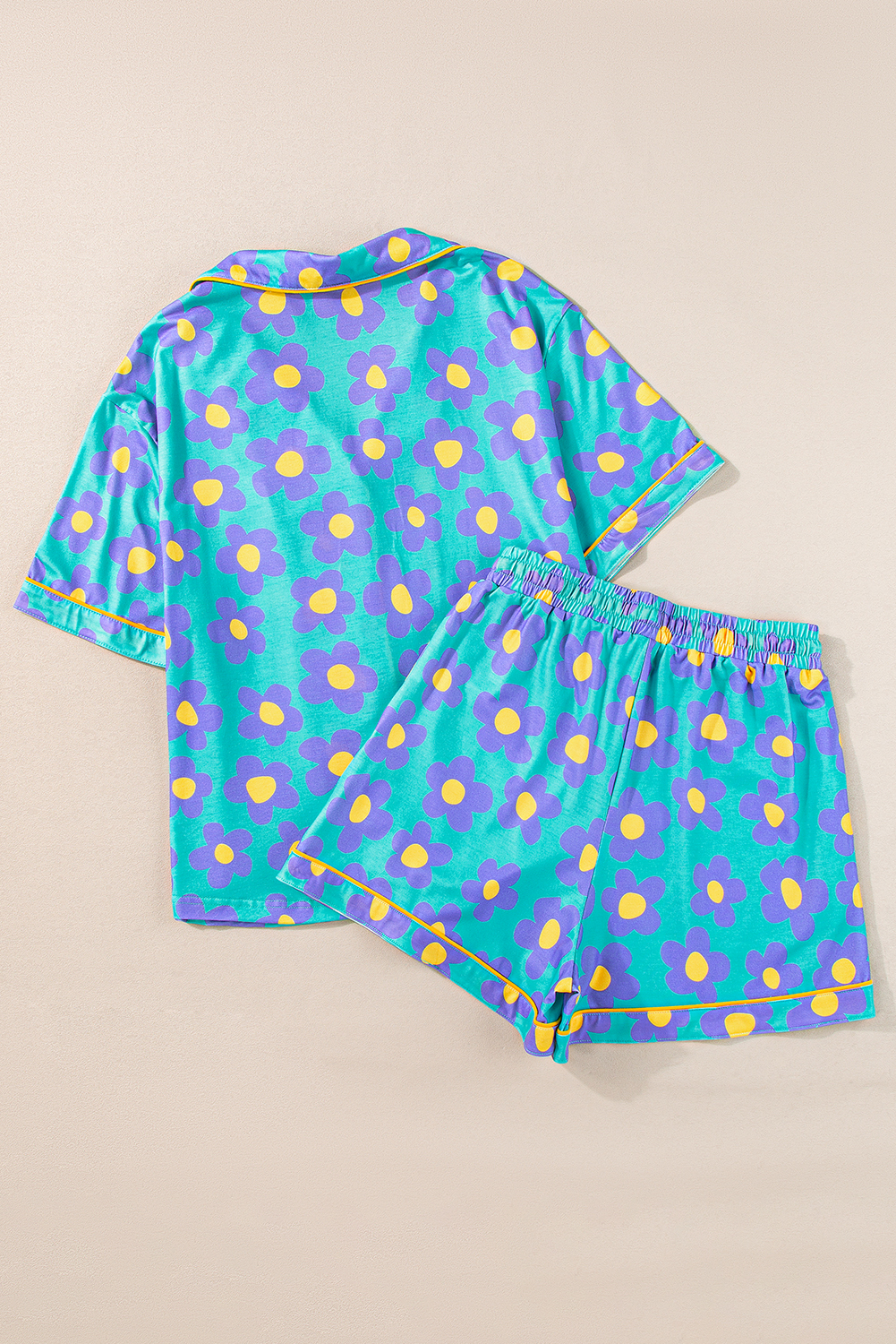 Soft Floral Sleepwear Set, Women's Turn Down Collar Pajamas - Detail View 6 Soft Floral Sleepwear Set, Women's Turn Down Collar Pajamas - Detail View 6