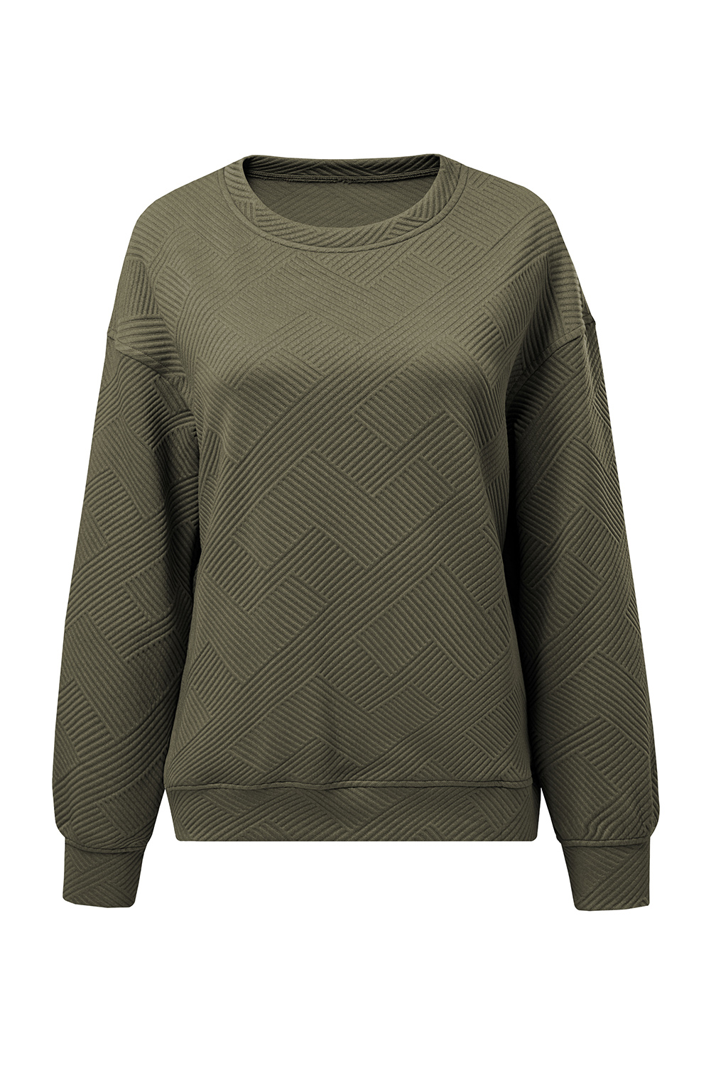 Jungle Green Textured Pullover, Drop Shoulder Casual Sweater - Detail View 20 Jungle Green Textured Pullover, Drop Shoulder Casual Sweater - Detail View 20