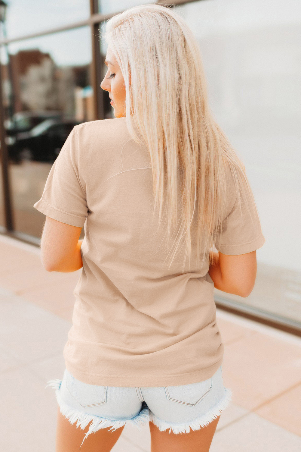 Festive Short Sleeve Round Neck Graphic Tee - Khaki - Detail View 2 Festive Short Sleeve Round Neck Graphic Tee - Khaki - Detail View 2