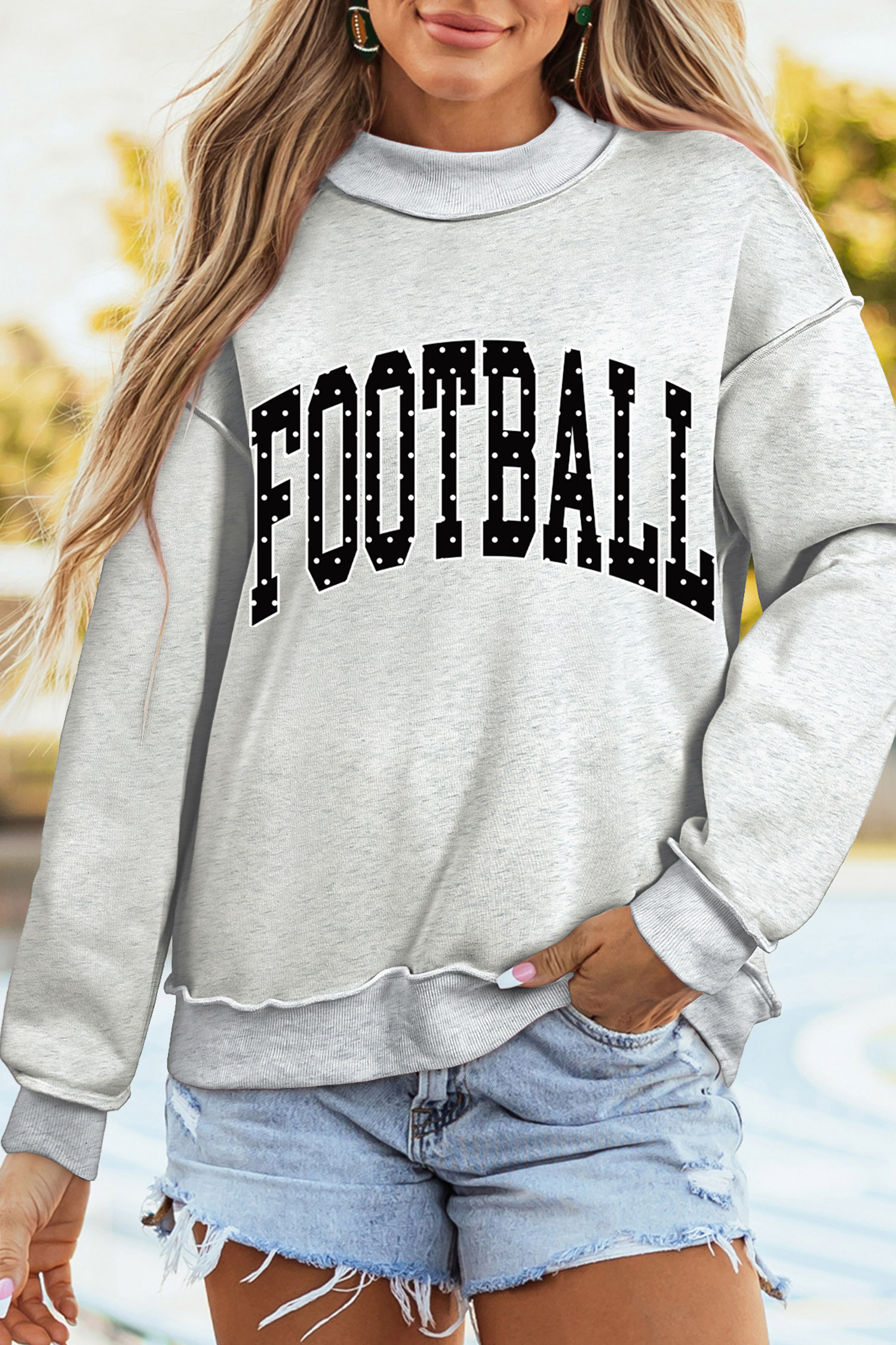 Women's Mock Neck Sweatshirt, Cozy Cotton Blend Pullover - Detail View 6 Women's Mock Neck Sweatshirt, Cozy Cotton Blend Pullover - Detail View 6