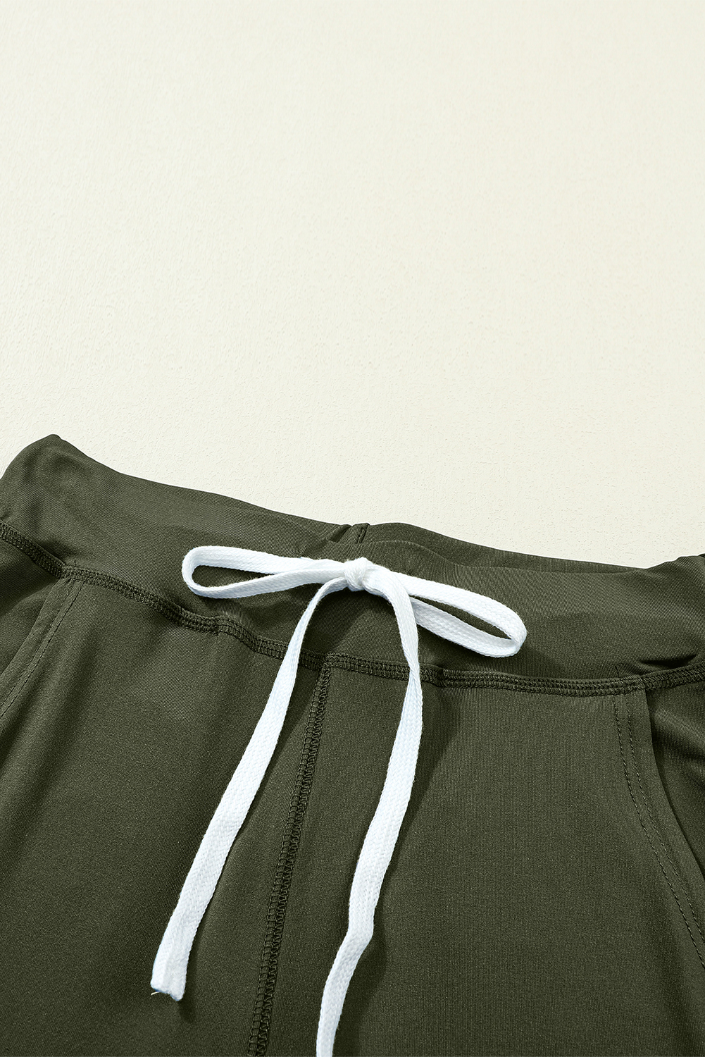 Women's Moss Green Joggers, Casual Drawstring Waist Pants - Detail View 10 Women's Moss Green Joggers, Casual Drawstring Waist Pants - Detail View 10