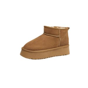 Women's Chestnut Ankle Boots, Cozy Winter Snow Shoes - Main View
