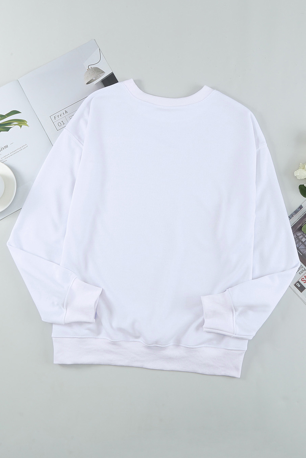 Casual Long Sleeve Sweatshirt: Beige with Cheetah Print and Sequins - Detail View 7 Casual Long Sleeve Sweatshirt: Beige with Cheetah Print and Sequins - Detail View 7
