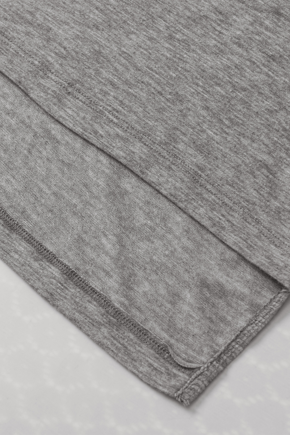 Women's Gray Oversized Tee with Crochet Lace Detailing - Detail View 11 Women's Gray Oversized Tee with Crochet Lace Detailing - Detail View 11