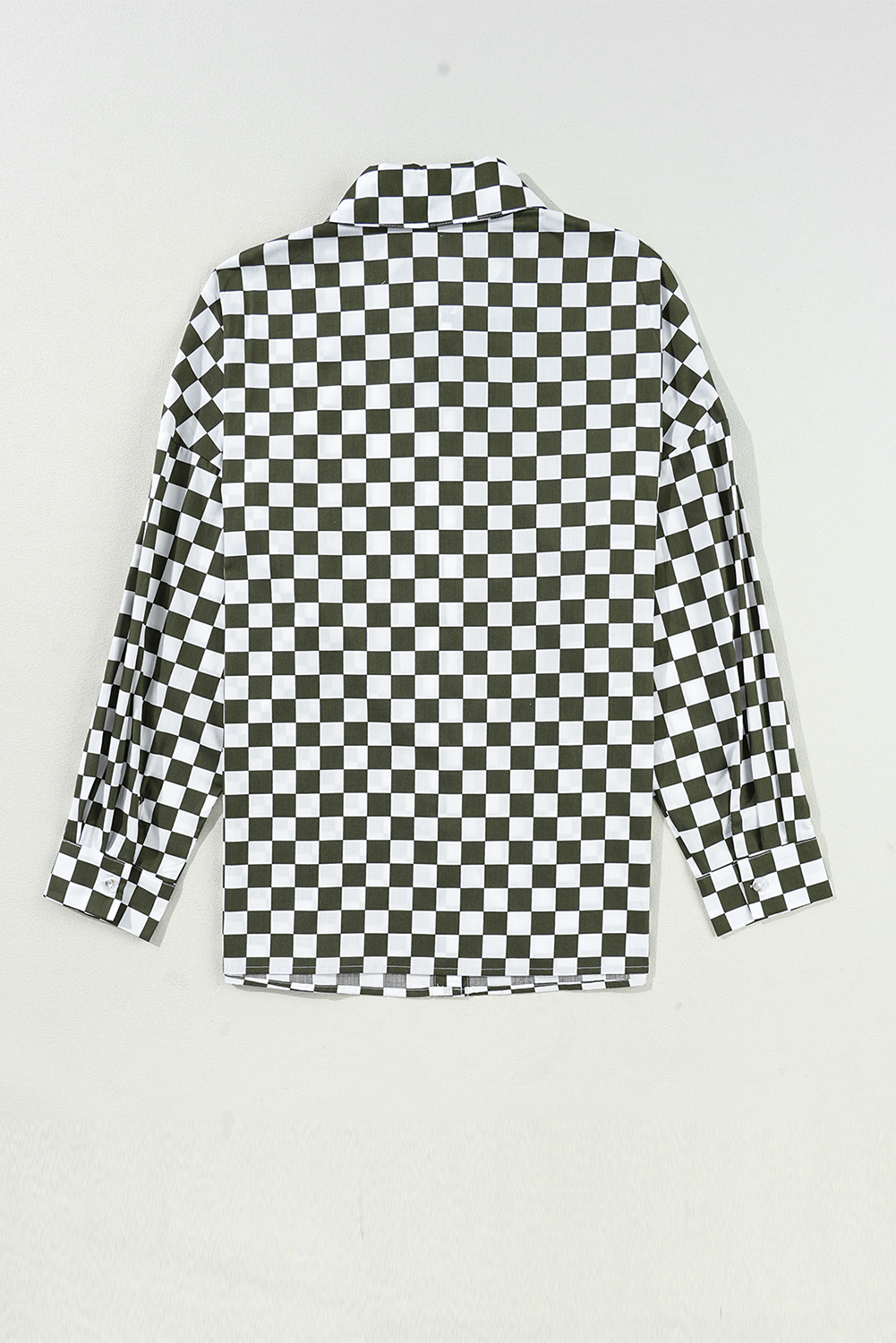 Women's Shirt, Green Checkerboard, Drop Shoulder, Long Sleeve, Casual Wear, Comfortable, Trendy Fit, 100% Cotton, Stylish, Daily Wear, Plaid Pattern, Spring Fashion, Versatile Top, Blouses & Shirts - Detail View 4 Women's Shirt, Green Checkerboard, Drop Shoulder, Long Sleeve, Casual Wear, Comfortable, Trendy Fit, 100% Cotton, Stylish, Daily Wear, Plaid Pattern, Spring Fashion, Versatile Top, Blouses & Shirts - Detail View 4