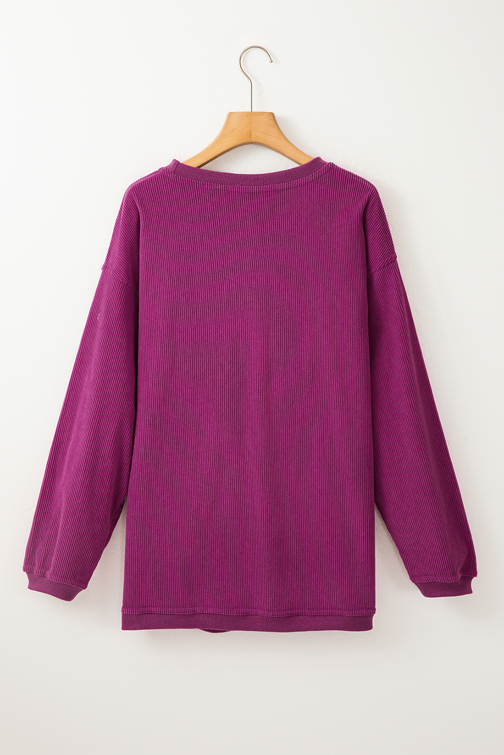 Casual Solid Color Sweatshirt: Festival Fuchsia Corduroy Fabric - Detail View 7 Casual Solid Color Sweatshirt: Festival Fuchsia Corduroy Fabric - Detail View 7
